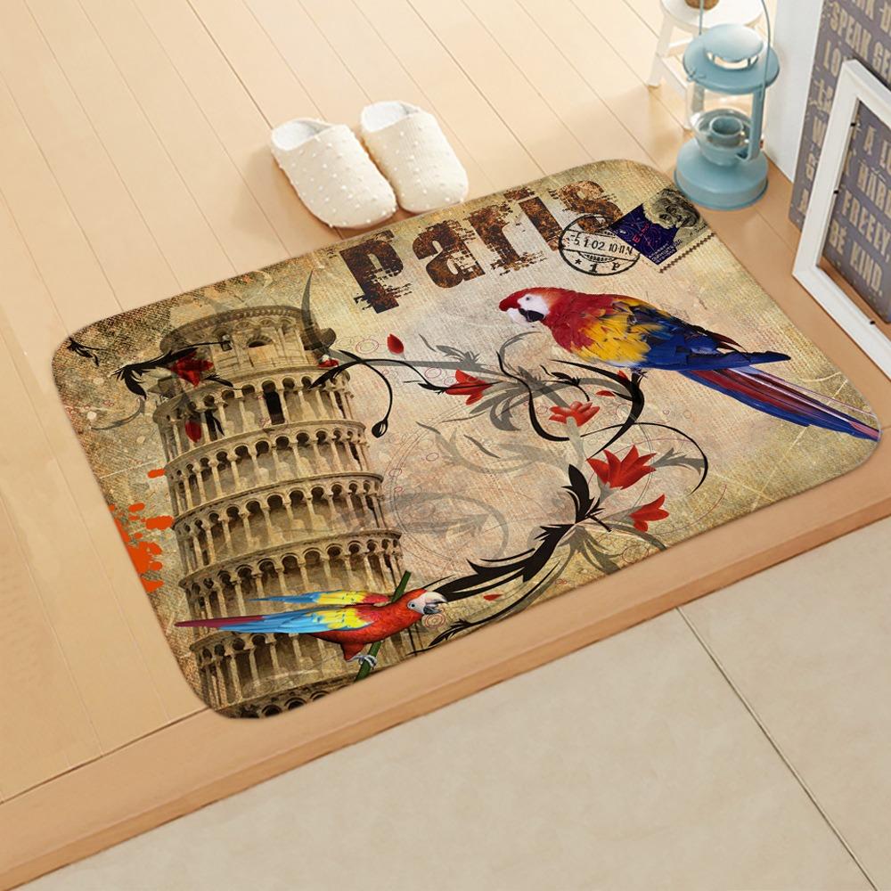 New European and American retro butterfly tower British style carpet absorbent bathroom mat home decoration carpet 40cm x 60cm