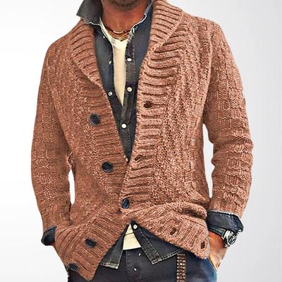 Men's Autumn/Winter Long-Sleeve Chunky Knit Cardigan Jacket with Lapel (SY0015)