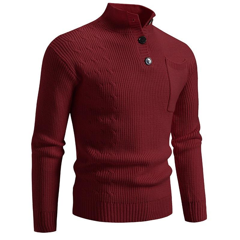 Men S Casual Loose Stand Collar Knit Sweater Autumn Winter
