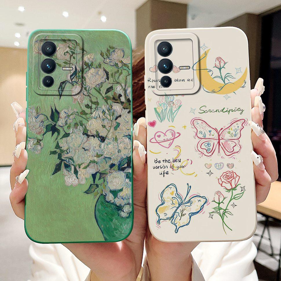For Vivo V23 5G Case Soft Silicone Cute Patterned Cover Phone Cases For Vivo V 23 V23 V2130 V2303 Back Cover Funda ShockProof