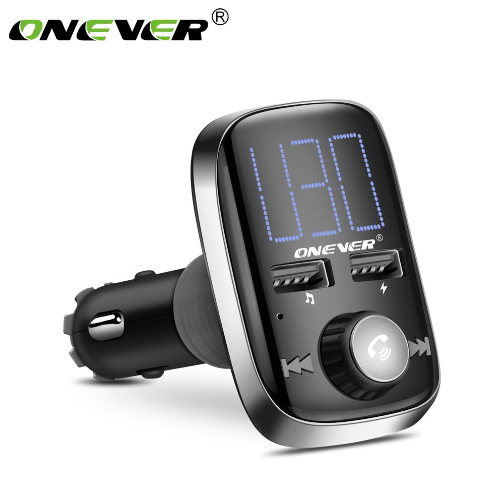 ONEVER BT70 Kit de Voiture Bluetooth Rotatif Transmetteur FM Modulateur de Lecteur MP3 avec Prise en Charge Double du Chargeur de Voiture USB pour Carte SIRI//TF//AUX in//Out avec voltm/ètre CC 12 24V