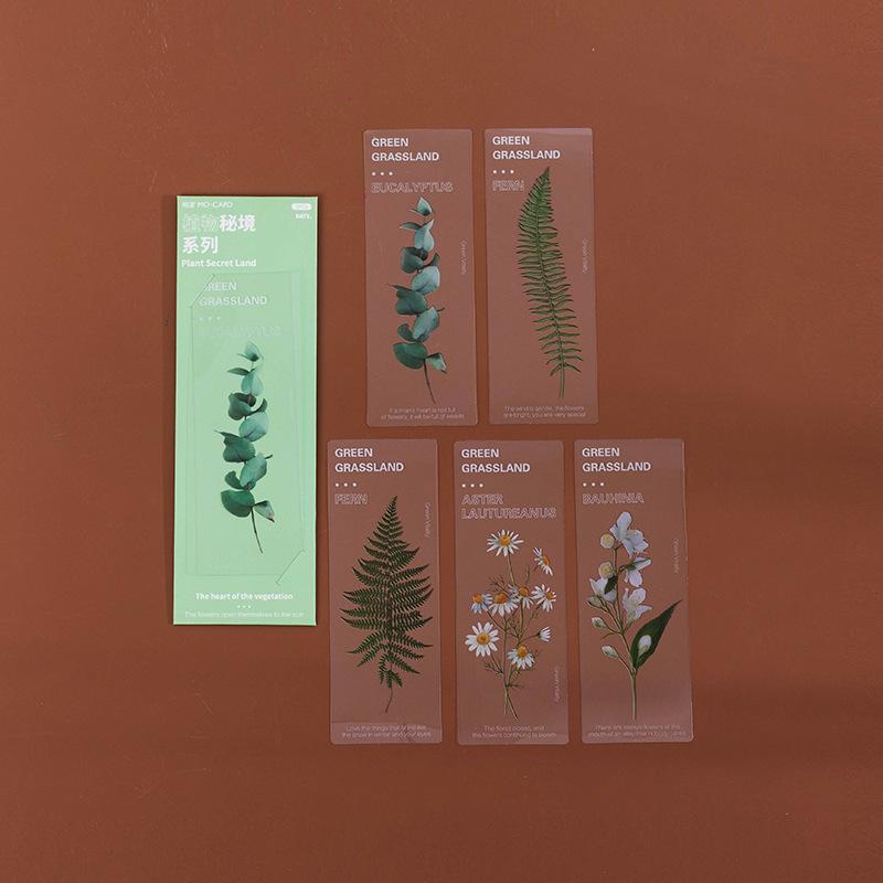 5Pcs PET Transparent Plant Leaf Bookmark Nature Botanical Leaves Book Marker for Reading Journal DIY Decor Supplies