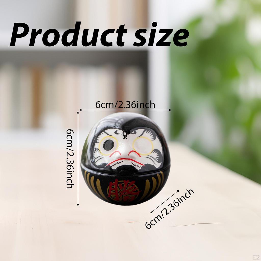 Kleine Keramik Daruma Puppe Japanische Kunst Skulptur Sammlerstück Tischmittelstück Dharma Dekoration