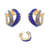 Light Luxury, High-end Sense, Contrasting Colors, Waves Full of Diamonds, Geometric Ear Clips, Earrings, Exquisite Temperament, Dinner Party Fashion 