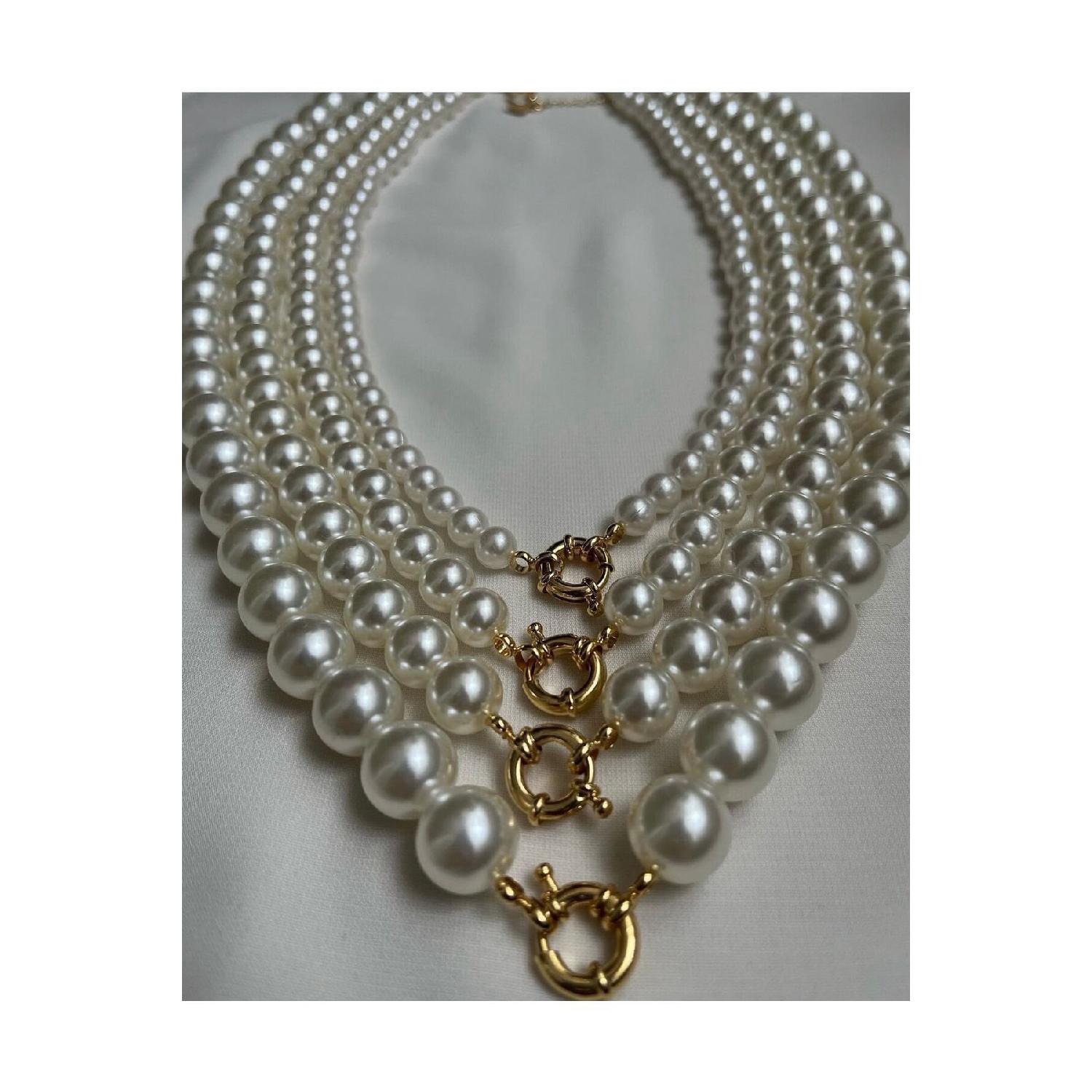 

14-set Gold Plated Gold Excelled Submenter Lock System 8-10-12-14 Mm Pearl Necklace вершковий