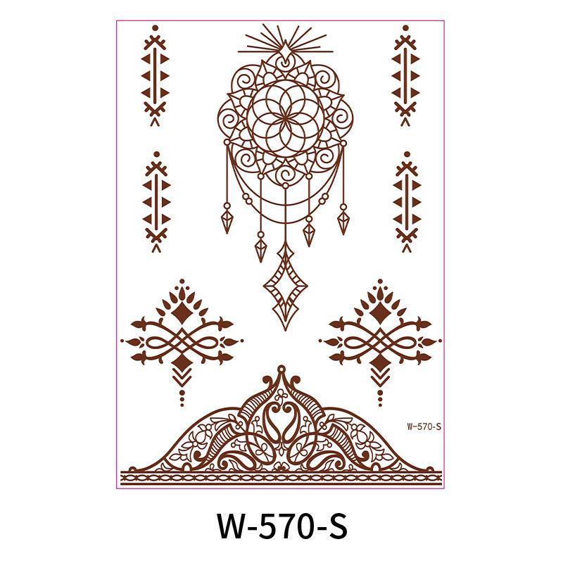 Indian Lace Tattoo Sticker Reddish-Brown Waterproof Tattoo Sticker