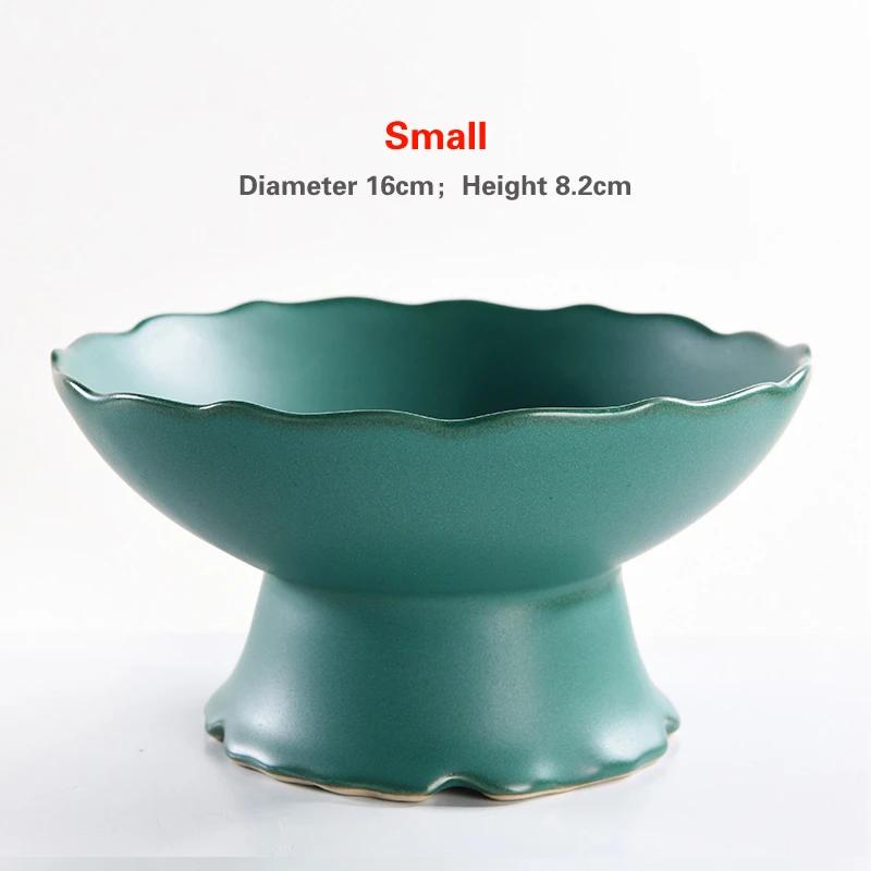 Living Room Household Snacks Tribute Plate Bowl Light Luxury Tea Table Blue and White Ceramic High Foot Tea Tray Fruit Plate