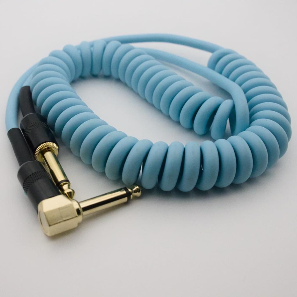 3M Guitar Coiled Bass Shield Cable, Cord, L-S Connector, (Light Blue)