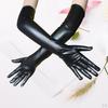 Long Leather Gloves for Women Faux Patent PU Opera Glossy Pair Finger Cosplay Matching