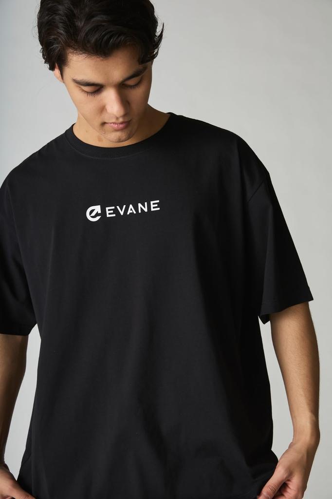 EVANE Oversized Cotton Stretch T-Shirt (L, Black)