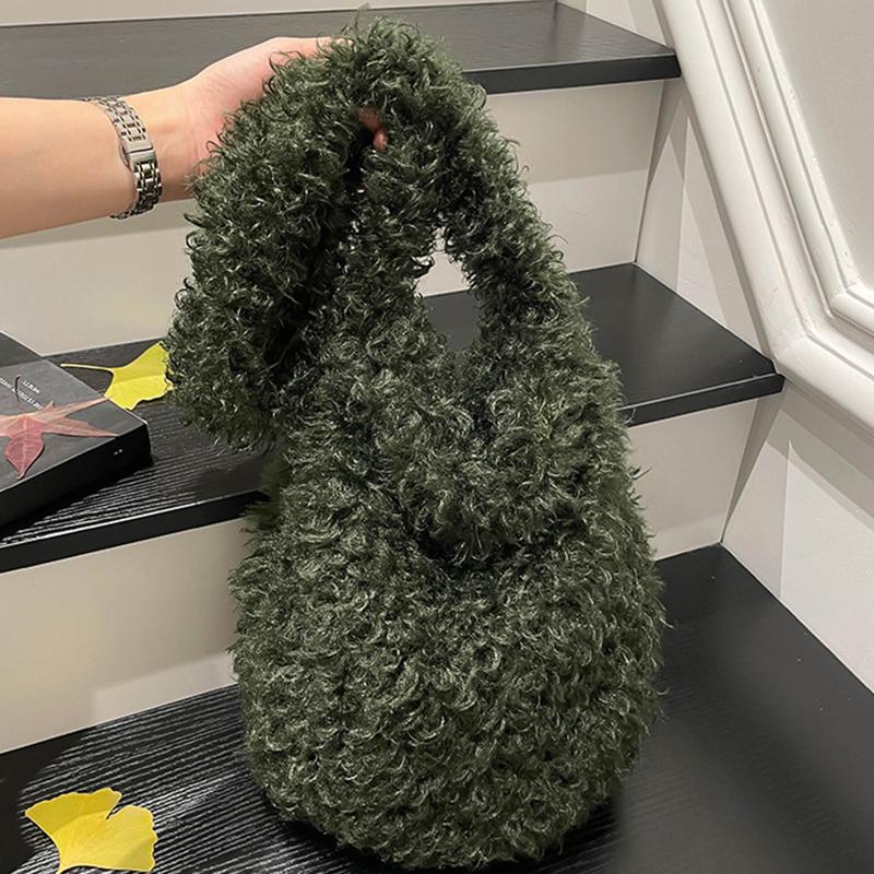 Yogodlns Korean Version Autumn and Winter New Women's Fashionable Versatile Practical Fashion Long-Haired Furry Shoulder Crossbody Bag