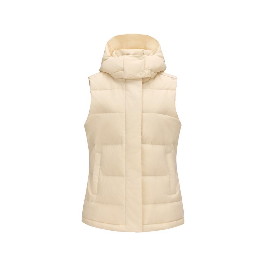 Skechers Comfort Sports Series Simple Comfortable Solid Color Aesthetic Down Vest Women vests Ivory P425W140-001J