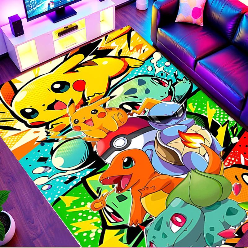 Pokemon Print Rug, Washable Floor Carpet, For Entryway Dorm Laundry Room Office Study, Home Decor Birthday Christmas Gift