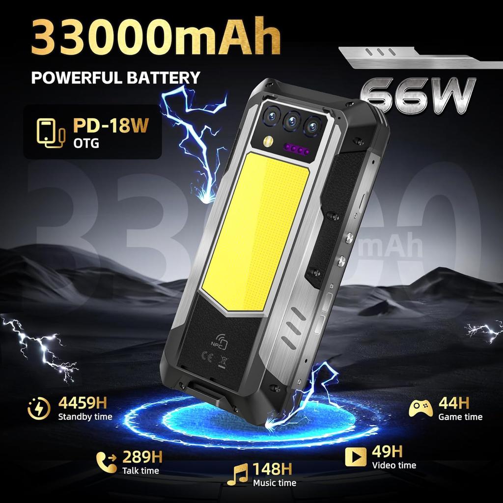 OUKITEL WP100 Titan 5G Cellphone 36GB+512GB 200MP 33000mAh 6.8" Display Android 14 Smartphone with Projector