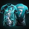 2026 Summer Hatsune Miku Retro Cosplay T-shirt Men's Oversized 3D Printed Short-sleeved Causal Unisex Children's Sports Shirt