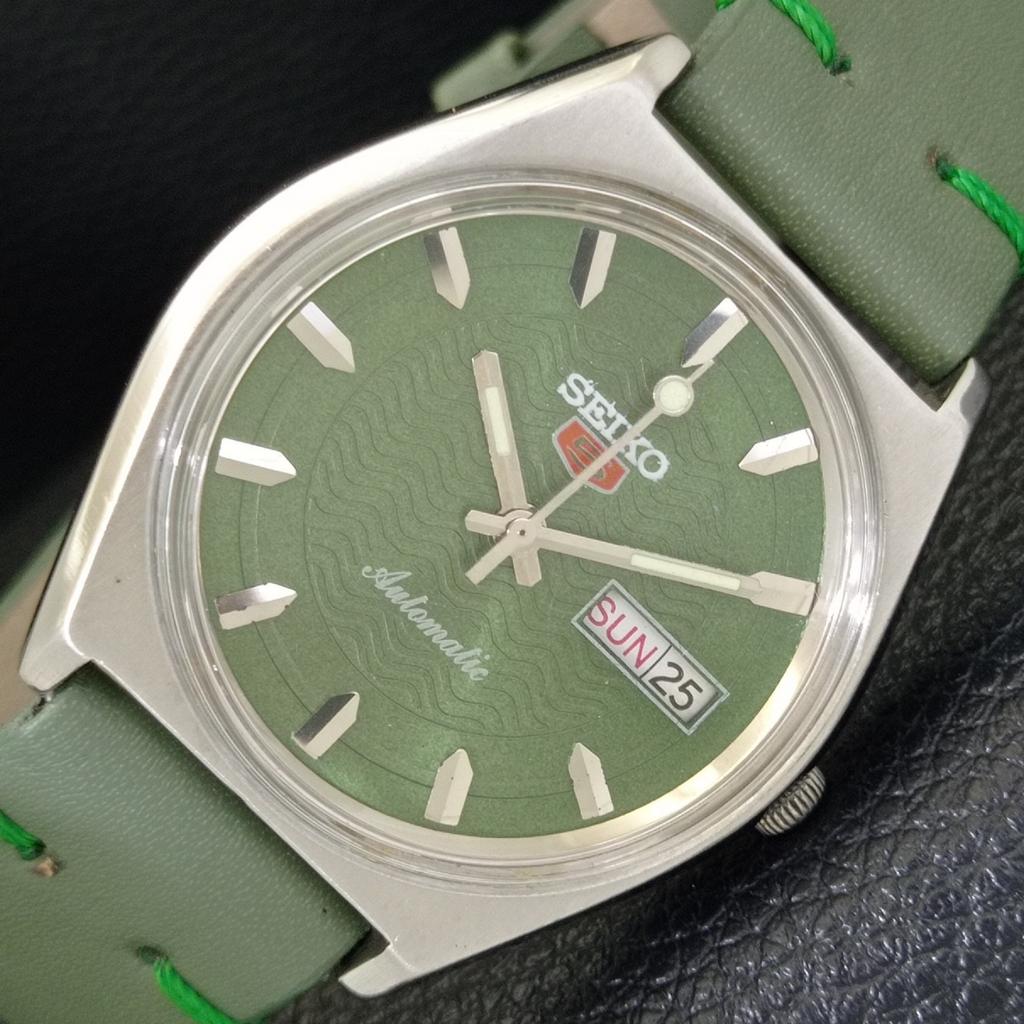 

SEIKO 5 AUTOMATIC 6309A VINTAGE JAPAN MENS GREEN COLOR DIAL WATCH a701500-5 R206b-a701500