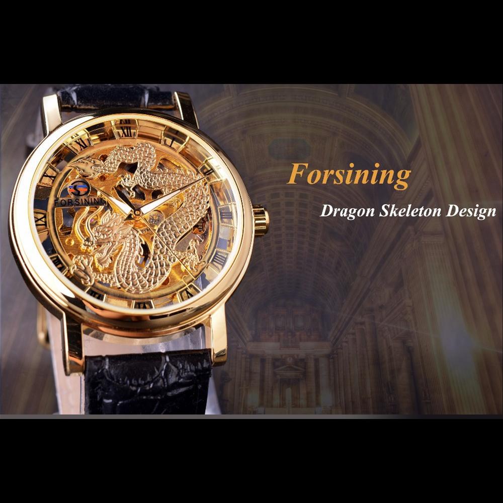 Forsining New Top Men's Watch Casual Skeleton Mechanical Watch Fashion Trend Dragon Men's Watch