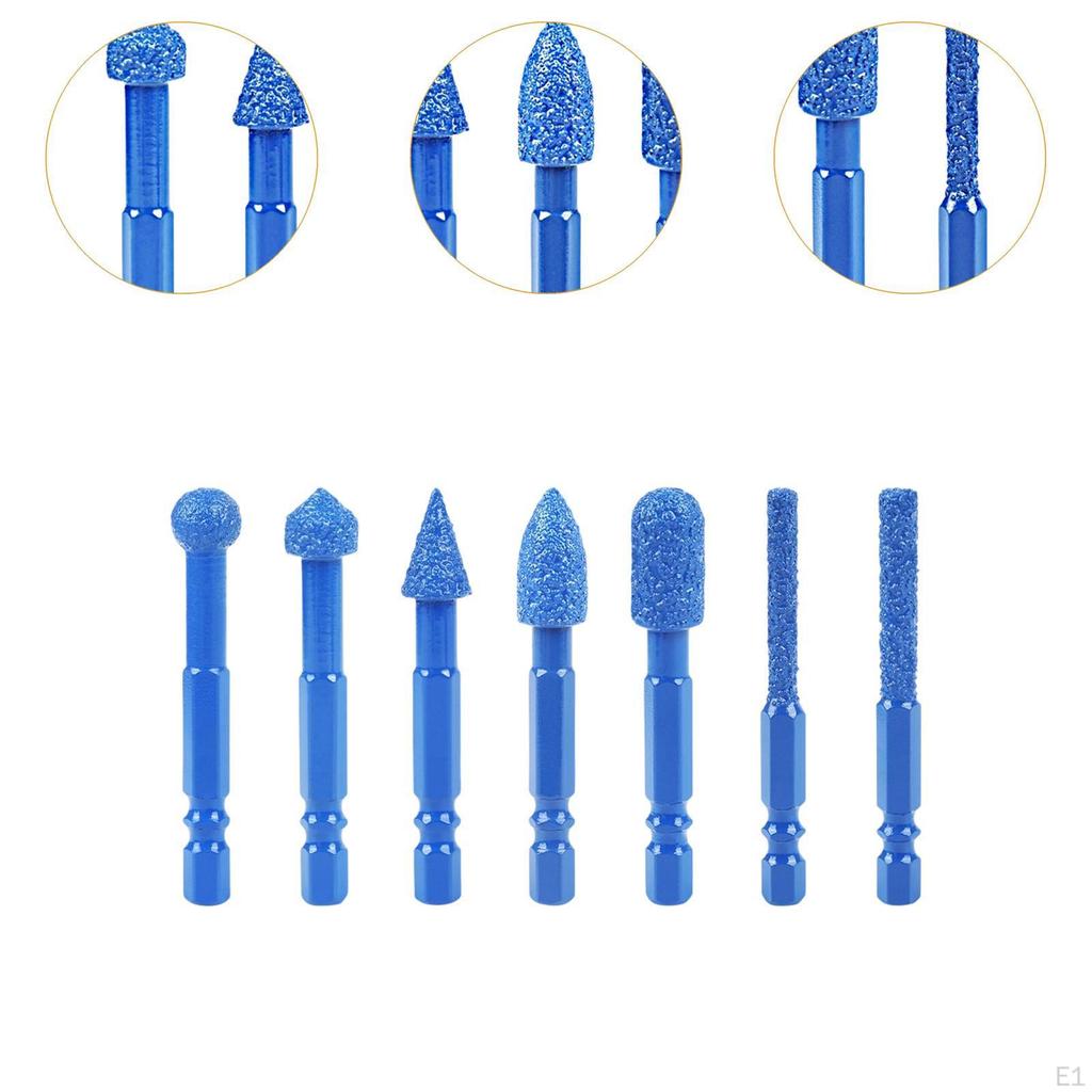 7 Pieces Diamond Drill Bit Set Dry Bit,1/4" Hex Shank Professional for Marble