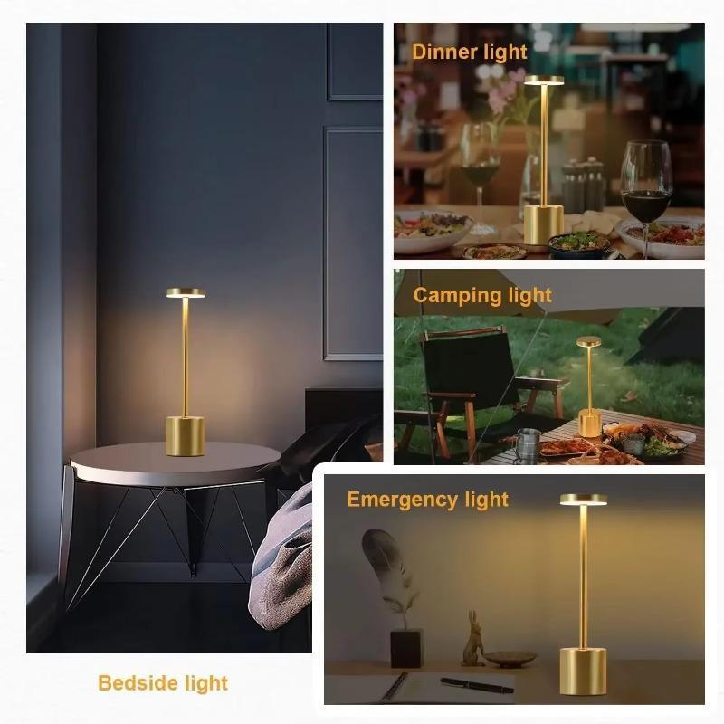 Simple LED Rechargeable Touch Metal Table Lamp Three Colors Bedside Cordless Desk Lamp Bar Outdoor Decoration Led Night Light
