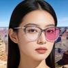 KAJILA 2026 Women's Trendy Cat Eye Color-Changing Sunglasses with Propionate Inlaid Pin Sun Protection