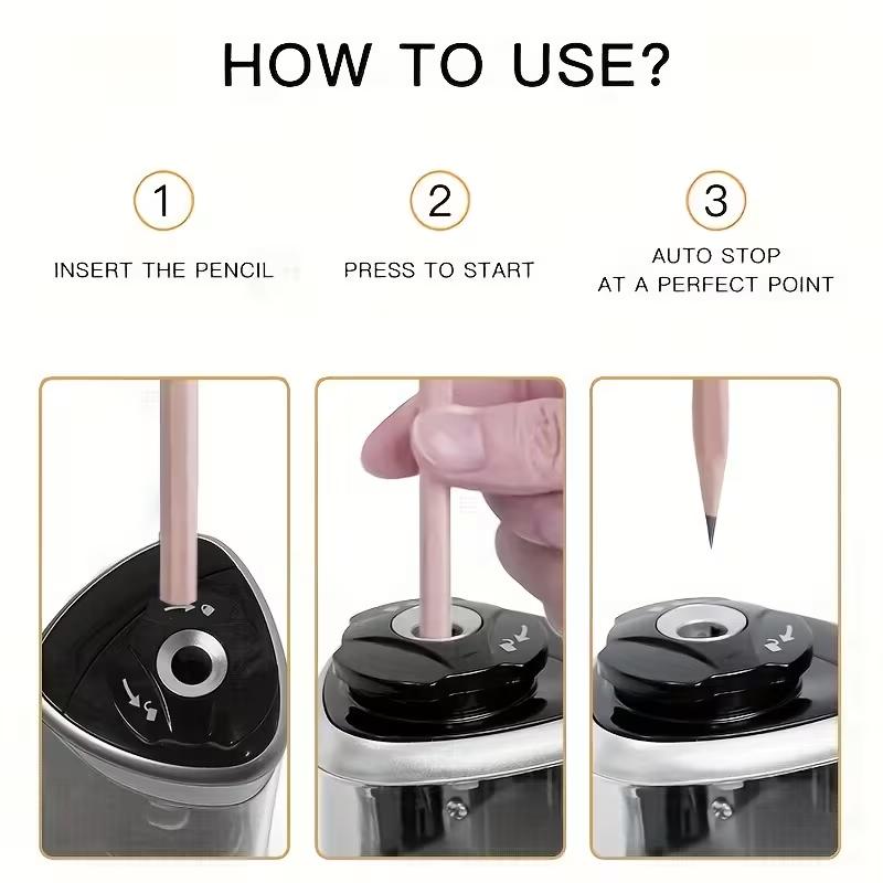 Electric Pencil Sharpener Automatic Desktop Pencil Sharpener for School Office Classroom Home Stationery Supplies
