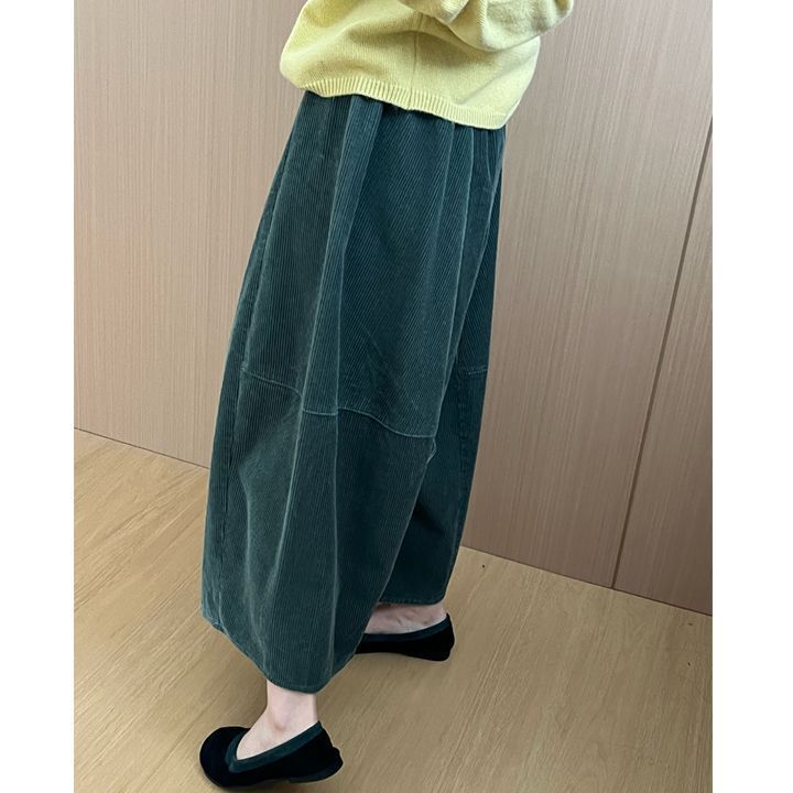 Slimming Effect Corduroy Wide Leg Pants Women Casual Style High Waist Polyester Fiber Comfortable Autumn Arrival