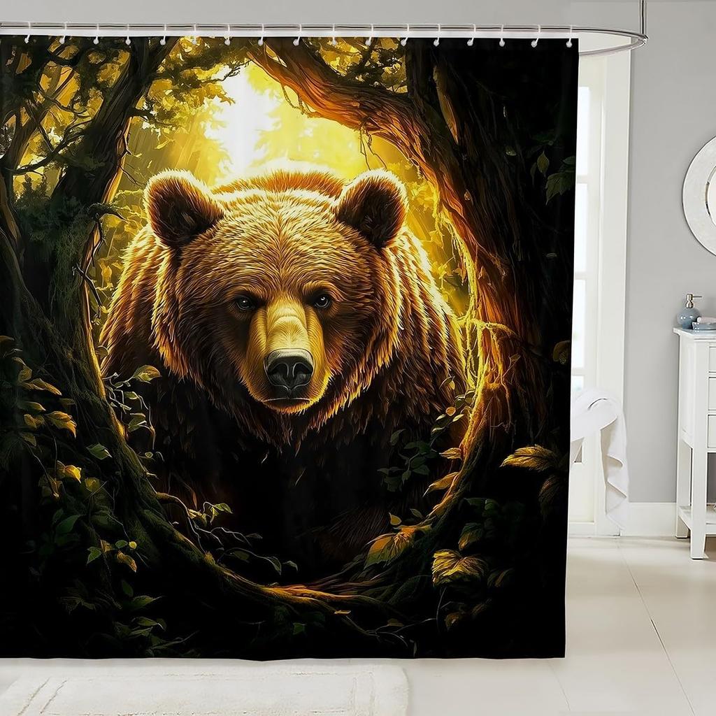 Kids Japanese Style Shower Curtain Japanese Ukiyoe Bathroom Shower Curtain Set Hokusai Exotic Bath Curtain Girls Fuji Mountain