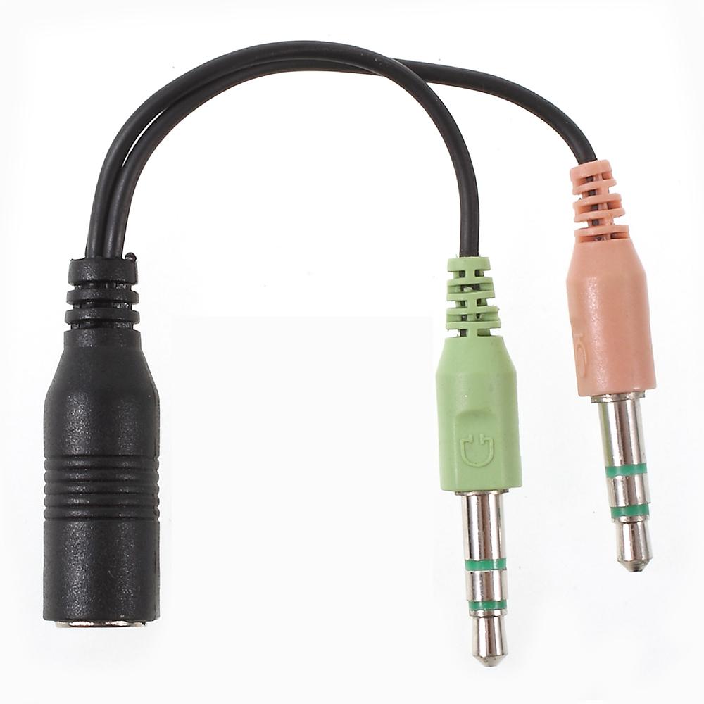 Dual 3.5mm Male To Single 3.5mm Female Headphone Mic Audio Y Splitter Cable Smartphone Headset To PC Adapter