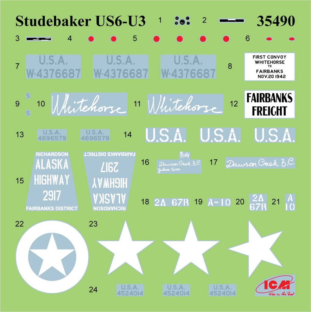 ICM American Studebaker Military Truck Plastic Model 35490 1/35 US6-U3