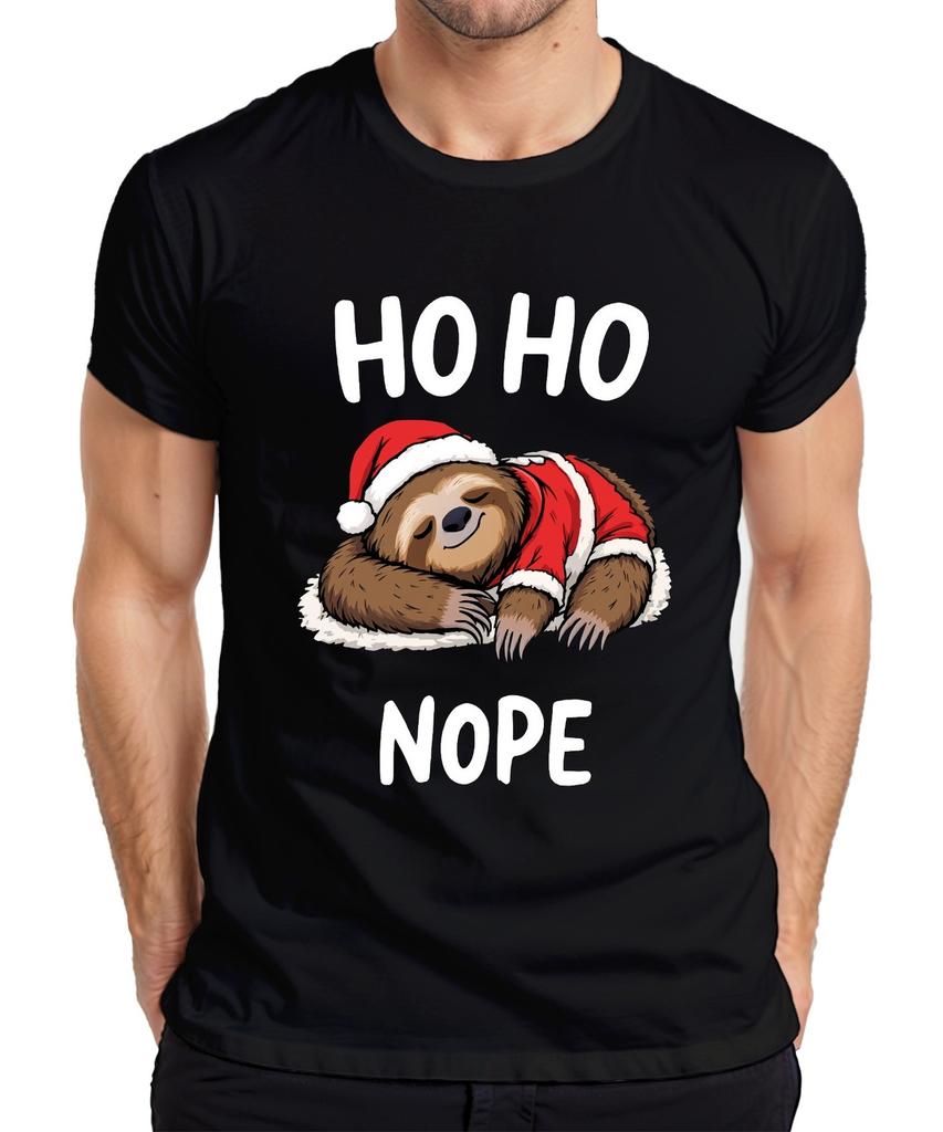 Ho Ho Nope Sloth Santa Hat Sleeping Funny Gift Unisexs Tshirt
