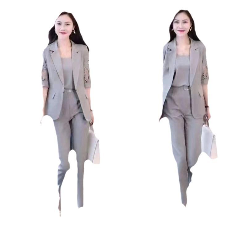 2024 Summer Chic Cutout Five-Sleeve Slimming Three-Piece Suit