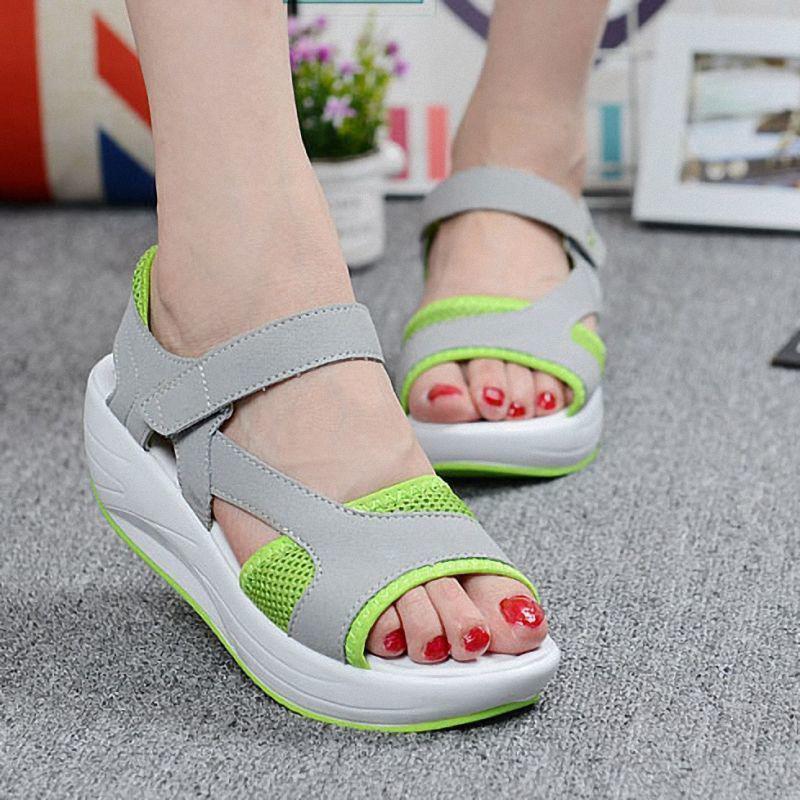 

Fashion Summer Students Platform Sandals Green&Blue Color Block Sports Shoes Woman Nubuck Mesh Open Toe Wedges Sandalias Femmes Muffins 6