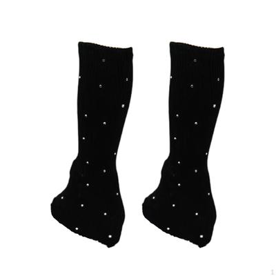 Scaldamuscoli da Pattinaggio Artistico Calze Decorazione Sopra il Ginocchio con Strass Lavorati a Maglia Lunghi