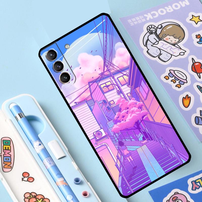 Pastel Japan Kyoto City Case For Samsung Galaxy S23 S22 S20 S21 Ultra S8 S9 S10 Note10 Plus Note20 Ultra S20 FE Cover