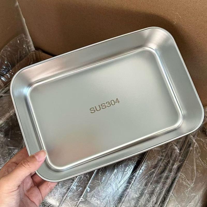 12/3 Pcs 304 Stainless Steel Food Tray Food Safe Easy To Clean For School Office Picnic Meal Prep