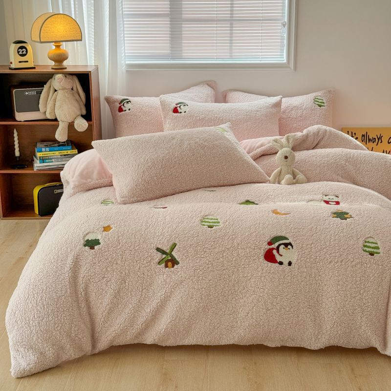 Thickened Milk Fleece Bed Four-Piece Set Of Flannel Bedding Three Pieces Of Fleece Coral Fleece Sheets
