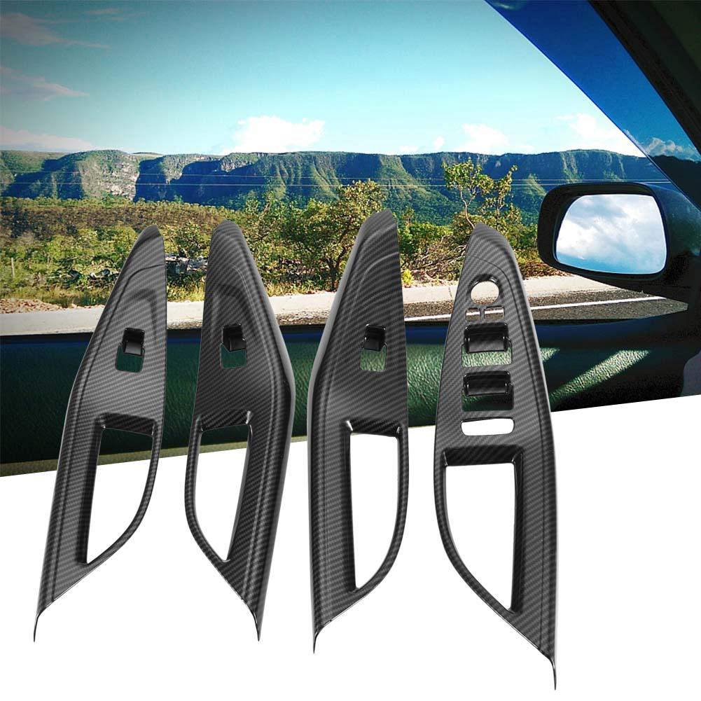 4Pcs Carbon Fiber Style Interior Window Lift Button Cover Trim Frame for Hyundai Lafesta 18-19