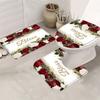4 Stück Rose Segen Druck Wasserdichter Duschvorhang Mit 12 Haken Rutschfester Badezimmerteppich WC U-Form Matte Toilettendeckel Abdeckung