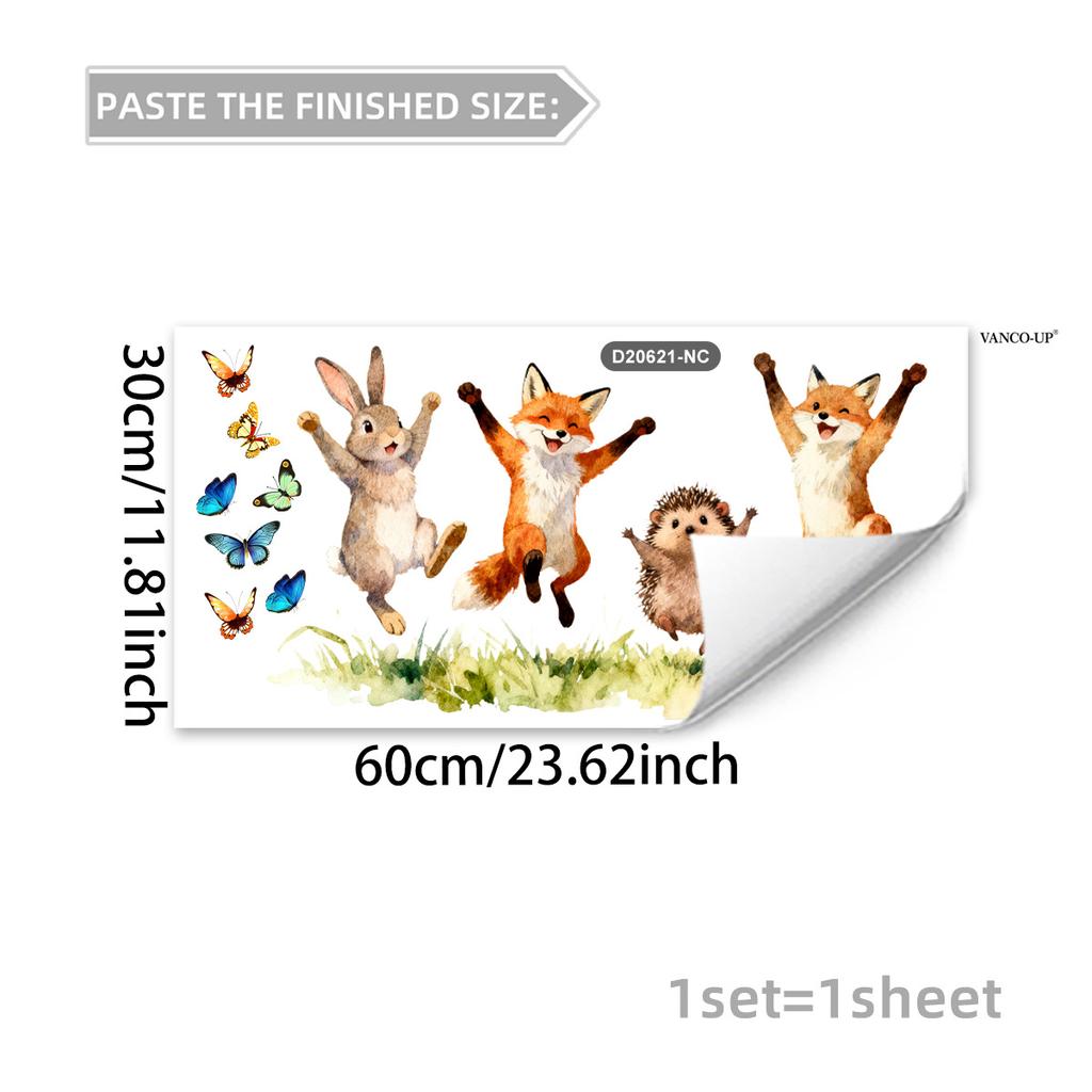 Creative Cartoon Animal Butterfly Static Window Stickers, No Glue Removable Glass Decals for Home Decor