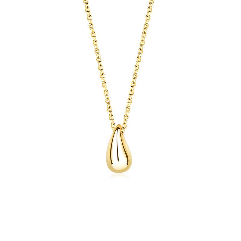 Jewelry Necklace 925 Sterling Silver Charm Necklace Water Drop Bean Shaped Pendant Gold Plated Necklace for Women