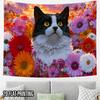 2D Flat, 1pc 1pcs Suitable for Vintage Themed Wall Hanging Tapestry - Horizontal Retro Black Cat & Print Decor, Durable Fabric Suitable for Bars, Danc
