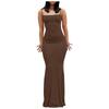 Fashion Women's Sling Sleeveless Sexy Solid Color Open Back Slim Fit  Long Dress