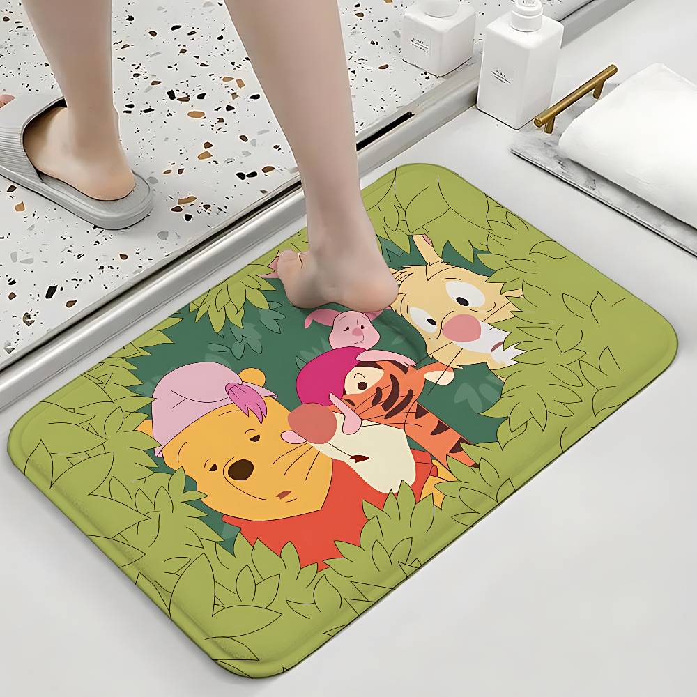 Cute W-Winnies-the-Poohs Floor Mats Home Laundry Rug Carpet For Living Room Decor Lounge Area Anti-slip Foot Mat Entrance