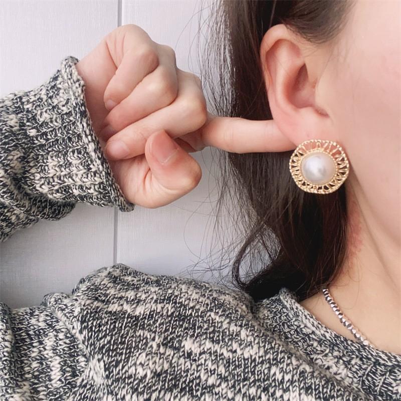 Vintage Loop Without Piercing Large Imitation Pearl Earrings Women's Luxury Clip On Earrings