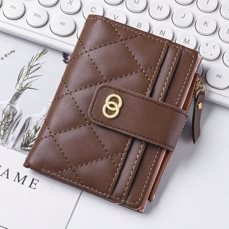 Korean version women's wallet short folding multi-card position simple student wallet change clip embroidered thread change bag
