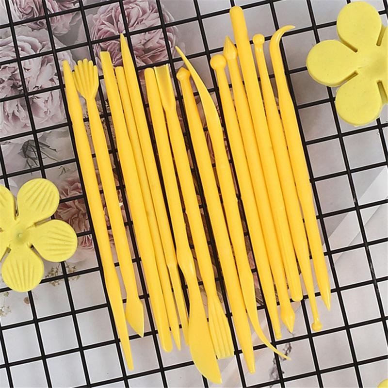 14pcs/set Food-grade Plastic Mini Fondant Flower Carving Tool Set Household Cooking Accessories