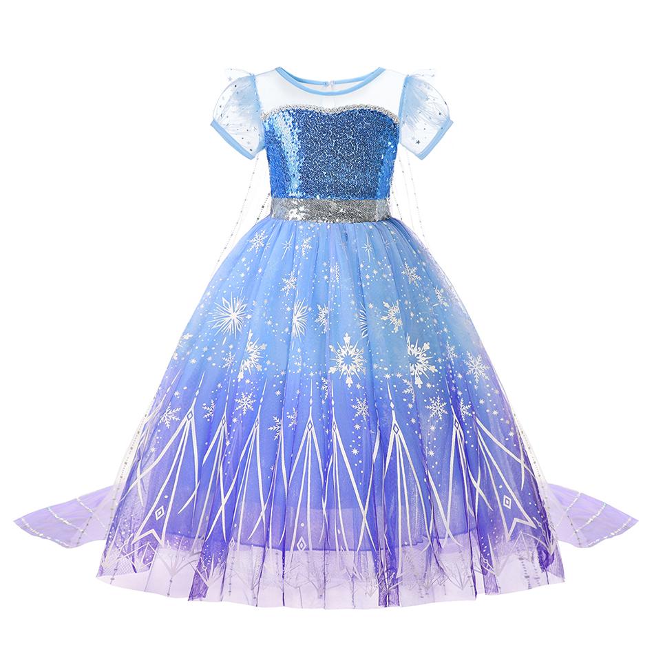 Kids Princess Costume Girls Elsa Anna Dress Carnival Cosplay Snow White Aurora Moana Rapunzel Mermaid Belle Party Outfits