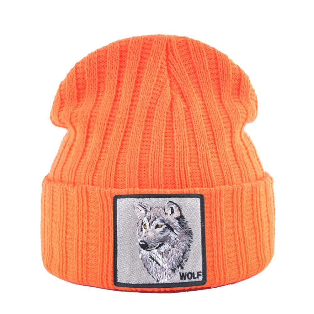 Hats For Knitted Fashion New Men Women Wolf Pattern Skullies Beanies Unisex Knitting Streetwear Hip Hop Bonnet Caps Kpop Gorras