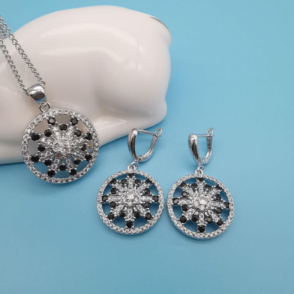 2025 Trendy Hot Round Micro Diamond Women's Multi Color Three Piece Jewelry