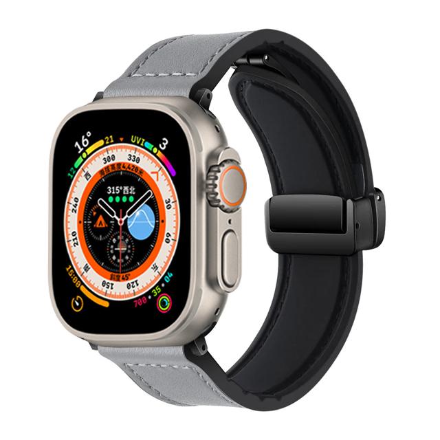 Strap for Apple Watch Band 45mm 44mm 49mm 42mm 40mm 41mm Magnetic Leather Bracelet Correa iWatch Series 9 8 7 6 5 4 3 SE Ultra 2
